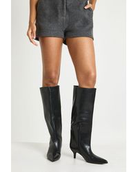 Boohoo - Low Stiletto Column Knee High Boots - Lyst