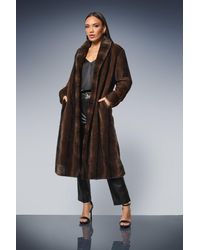 PRINCIPLES - Faux Fur Long Coat - Lyst