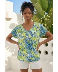 Roman - Abstract Spot Print Pleat Front Top - Lyst