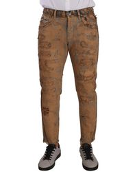 Dolce & Gabbana - Distressed Cotton Regular Denim Jeans Material_Cotton - Lyst