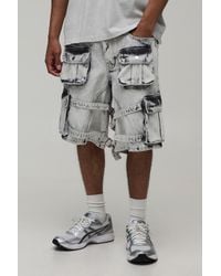 BoohooMAN - Parachute Extreme Washed Multi Cargo Jorts - Lyst