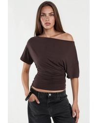 Hiccup - Asymmetrical Neck Soft Viscose Knit Top - Lyst