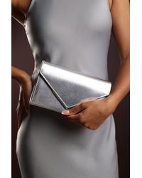 Where's That From - Wheres 'Linen' Metallic Faux Leather Clutch Bag - Lyst