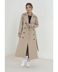 Brave Soul - Double-Breasted Longline Trench Coat - Lyst