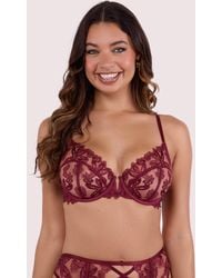 Wolf & Whistle - Eva Dark Cherry Graphic Embroidery Balconette Bra - Lyst