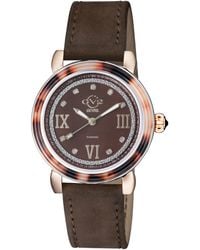 Gv2 - Marsala Tortoise Swiss Quartz Mother Of Pearl Dial Two Tone Ss/Ip Rg Bracelet Watch Stainless Steel - Lyst