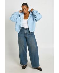Boohoo - Plus Balloon Sleeve Zip Up Hoodie - Lyst