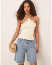 ASOS - Slinky Lace Trim Halter Top - Lyst