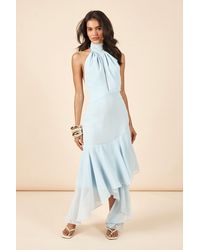 Boohoo - Chiffon High Neck Flower Detail Asym Hem Midaxi Dress - Lyst
