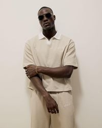 River Island - Polo Shirt Boxy Fit Textured Open Neck - Lyst