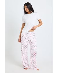 Boohoo - Tall Heart Striped Oversized T-Shirt And Trouser Pyjama Set - Lyst