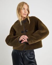 River Island - Jacket Borg Button Through - Lyst