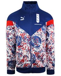 PUMA - Engeland 3 Leeuwen Mouw Zip Up Blauw Rood Voetbal Track Jacket 656883 01 - Lyst