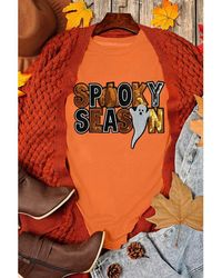 Azura Exchange - Dames Spooky Season Pailletten T-shirt Oranje - Lyst