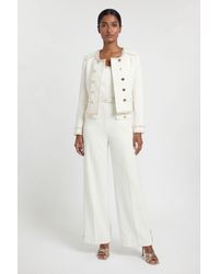 Karen Millen - Compact Stretch Embellished Trim Tailored Jacket - Lyst
