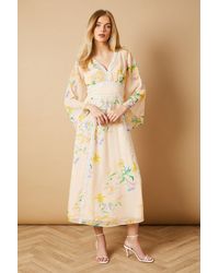 Oasis - Hand Embellished Trim V Neck Batwing Maxi Dress - Lyst