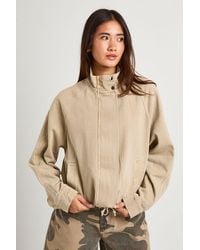 Boohoo - Funnel Neck Denim Bomber Jacket - Lyst