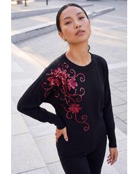 Roman - Sequin Floral Batwing Knit Jumper - Lyst
