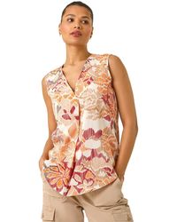 Roman - Floral Print V-Neck Vest Top - Lyst