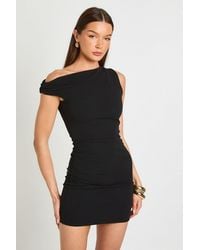 Boohoo - Jersey Crepe Drape Shoulder Mini Dress - Lyst