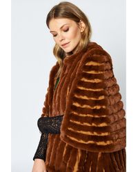 Jayley - Faux Fur Striped Coat - Lyst