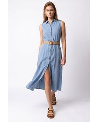 MixRay - Belted Cotton Poplin Midi Shirt Dress - Lyst