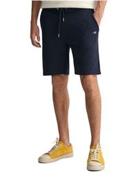 GANT - Shield Sweat Shorts Cotton Regular Fit Summer Drawstring Half Pants - Lyst