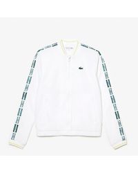 Lacoste - Crocodile Logo Lettering Crew Neck Bomber Collar Athletic Top - Lyst
