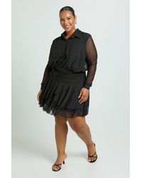 Boohoo - Plus Collared Drop Hem Skater Dress - Lyst