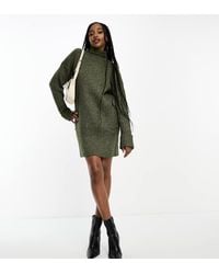 ASOS - Design Knitted Jumper Mini Dress With High Neck - Lyst