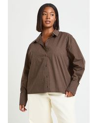 Boohoo - Plus Stripe Boxy Oversized Shirt - Lyst