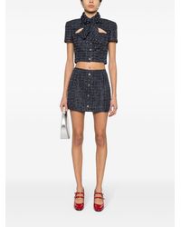 Alessandra Rich - Sequin Checked Tweed Mini Skirt - Lyst