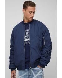 BoohooMAN - Tall Oversized Peached Embroidered Ma1 Bomber Jacket - Lyst