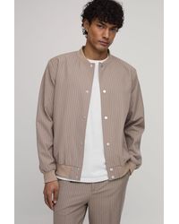 BoohooMAN - Tailored Regular Fit Stripe Bomber Co-Ord Jacket - Lyst