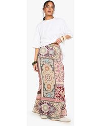 Boohoo - Patchwork Paisley Print Woven Maxi Skirt - Lyst