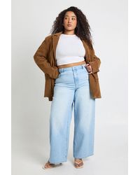 Boohoo - Plus Cinched Waist Loose Fit Jeans With Adjuster - Lyst