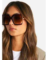 Boohoo - Square Tortoise Shell Oversized Sunglasses - Lyst