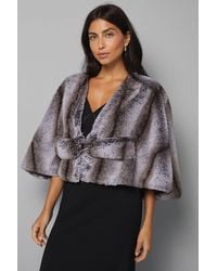 Wallis - Cropped Embellished Faux Fur Cape - Lyst