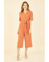 Yumi' - Spot Print Retro Culotte Jumpsuit - Lyst