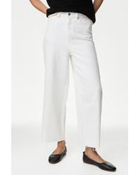 Secret Label - High Waist Raw Hem Wide Leg Jeans - Lyst