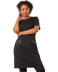 Roman - Petite Zip Detail Pocket Shift Dress - Lyst