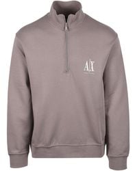 ARMANI EXCHANGE - Half Zip Sweatshirt Driftwood - Lyst