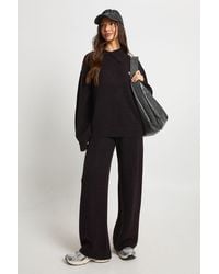 Boohoo - Super Soft Crew Neck Knitted Chunky Cardigan And Wide Leg Trouser Co-Ord - Lyst