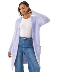 Roman - Metallic Longline Knit Cardigan - Lyst