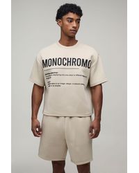 BoohooMAN - High Build Rubber Print Oversized Boxy Bonded Scuba T-Shirt & Relaxed Short Set - Lyst