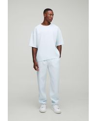 BoohooMAN - Oversized Boxy Pleated T-shirt And Regular Fit Open Cuff Jogger Set - Lyst