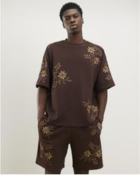 River Island - T-Shirt Oversized Fit Floral Cotton - Lyst