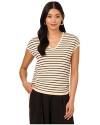 Adrianna Papell - V-Neck Extended Cap Sleeve Sweater Top With Side Slits - Lyst