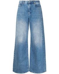 Karl Lagerfeld - Denim Embellished Wide Leg Jeans - Lyst
