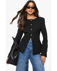 Boohoo - Trim Collarless Tailored Blazer - Lyst